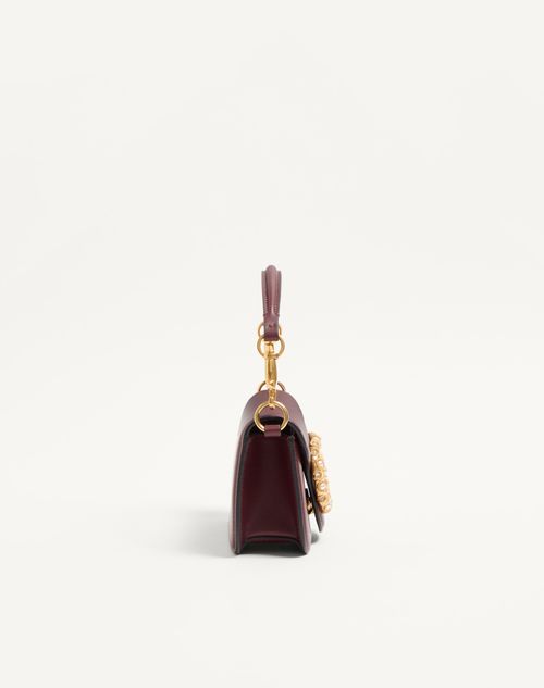 Valentino Garavani - Valentino Garavani Locò Small Shoulder Bag In Calfskin With Jewel Logo - Rosewood - Woman - Shoulder Bags